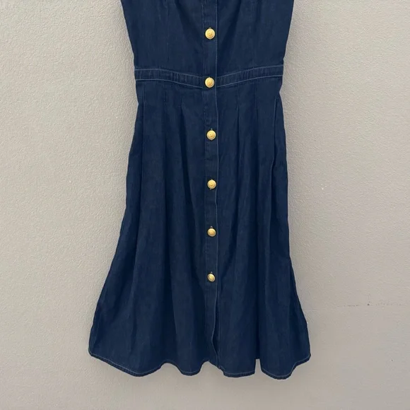 L'agence Esmeralda Pinafore Denim Midi Dress 8 Raleigh Parisian Chic Preppy NWT - Picture 8 of 15